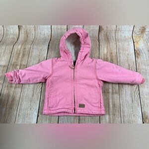 CE Schmidt Canvas Jacket Toddler Baby 18 Months Pink Hooded Sherpa Lined Coat